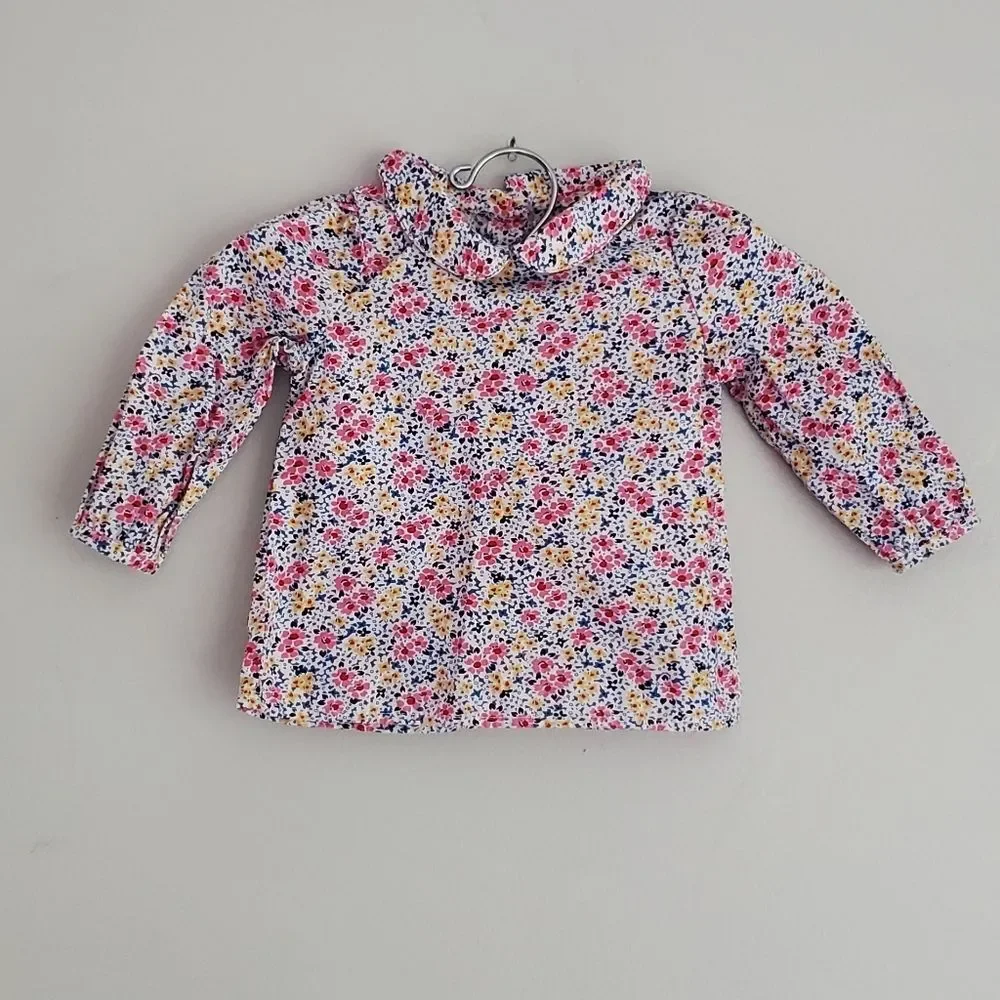 Ralph Lauren Floral Kids Shirt with Ruffle Scallop Collar Size 6 Months